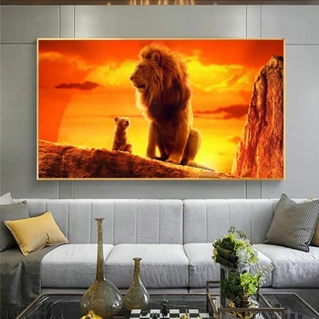 Šiuolaikinio Meno Liūtas Karalius Drobės Paveikslai ant Sienos, Kino Menas, Plakatų ir grafikos Gyvūnų Nuotraukų Kambarį Sienų Apdaila