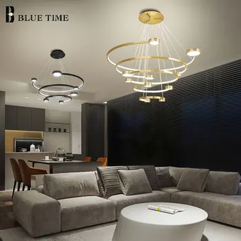 Šiuolaikinių LED Šviestuvo Kabo Lempa Juodojo Aukso Lubų Liustra Apšvietimo Gyvenamasis kambarys, Valgomasis Kambarys, Virtuvė, Šviestuvai