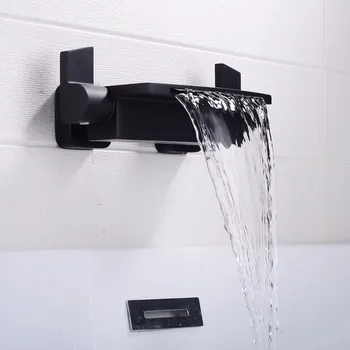 Žalvario cooper krioklys vonios maišytuvas matinė juoda vonios maišytuvas karšto ir šalto sienos, vonia bakstelėkite krioklys vonios maišytuvas