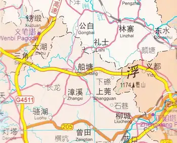 Žemėlapis Guangdong Provincija Kinų ir anglų kalbomis