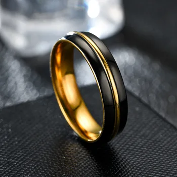 Žiedas Naujas volframo plieno žiedas Europos ir Amerikos naujus volframo plieno electroplated juodojo aukso vyrų ir moterų modelių, pora žiedas