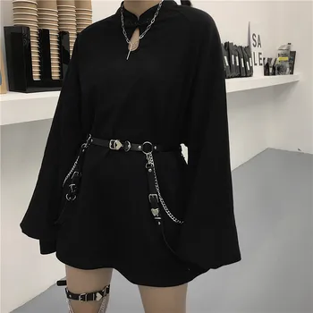 Žiemos retro apvalios kaklo vieną mygtuką Harajuku stiliaus Palaidinukė laisvi juodas asmenybės atsitiktinis mados laukinių ilgomis rankovėmis striukė fem