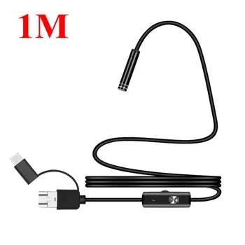 1 M 7mm Mikro USB/Tipas-c/Android 3-in-1 Kompiuteris Endoskopą Borescope Vandeniui Micro USB Kamera Tikrinimo Vamzdis