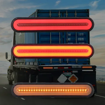 1 Pora LED Priekabos Sunkvežimių Stabdžių Žibintas atsparus Vandeniui Neon Halo Žiedo Uodega ir Stabdymo Sustabdyti savo Ruožtu Šviesos Eilės Teka Signalo Šviesos Lempos