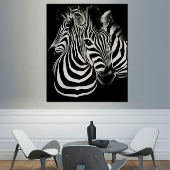 1 skydelis Juoda Ir Balta Drobė Menas Spausdinti Plakato Zebra Decoracion Infantiles Gyvūnų Tableau Kalėdų Dovana