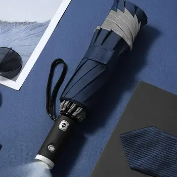 10-kaulų Automatinio Reverso Sulankstomas Skėtis Su LED Šviesos Atšvaitas, Automatinė Žibintuvėlis Tri-fold Vėjo Automobilių Businesumbrella