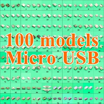 100Model 1000pcs Mini Micro USB Lizdas Uodega Jungtis 5Pin V8 Uosto Krovimo Lizdas Xiaomi 
