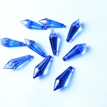 100vnt 36mm Šviesiai mėlyna Kristalų Liustra Apšvietimo Lempos Dalys Prizmės Lašai(Nemokamai Žiedai) Kabo Dekoro Vestuvių Priedai