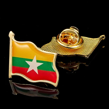 10VNT Mianmaro Cinko Lydinys, Nacionalinės Vėliavos Atvartas Smeigtukai sagė Ženklelis Emblema