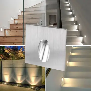 10vnt/aikštelė, Nemokamas Pristatymas 1w/3w Įleidžiamas LED Laiptų Šviesos Aikštės Kampe Sienų šviestuvai Laiptų pakopų Laiptų Prieškambario laiptai lempos