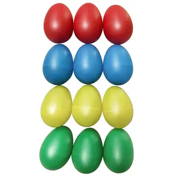 12pcs Plastikinių Kiaušinių Populiarias Rinkinys su 4 Skirtingų Spalvų,Mušamieji Muzikos Kiaušinių Marakai, Vaiko, Vaikams, Žaislai