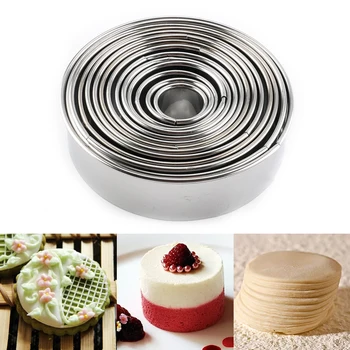 14Pcs Nerūdijančio Plieno Putėsiai Žiedo Torto Formos Cookie Cutter Nustatyti Apvalios Žiedo Žirklės Virtuvė 