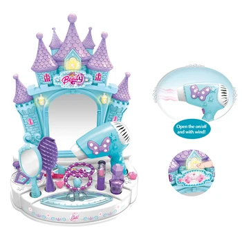 15vnt Vaikų Apsimesti Žaisti Fantazijos Pilis tualetinis staliukas Žaislas Su Šviesos Ir Garso Vaikams Švietimo Žaislai Dovana-Rožinė Mėlyna