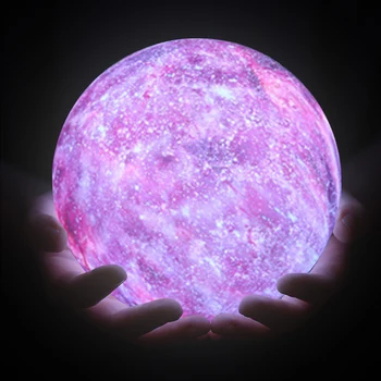 16 Spalvų 3D Spausdinimo Mėnulio Lempos Galaxy Mėnulio Šviesos Vaikai Naktį Šviesos 15cm Keisti Touch Nuotolinio Valdymo Galaxy Šviesos galaxy lempos