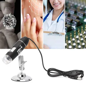 1600X USB Skaitmeninis Mikroskopas su Kamera Endoskopą 8LED didinamasis stiklas su Metalo Stovas