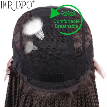 18inch-22inch Ilgai, Afro Plaukų Lauke Pintas Sintetinis Nėriniai Priekiniai Perukas 13X2 Nėrinių Perukai Už juodaodžių Moterų Plaukų Expo Miestas