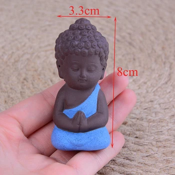 1PCS Budizmas Mažas Statula Mažai Meditacija Vienuolis Miniatiūriniai Amatų Budos Statula Molio Mini Kinijos Budizmas Zen Vienuolių