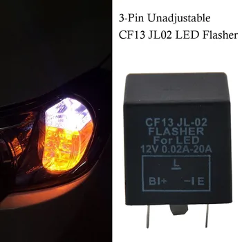 1pcs Praktinių Juoda Naudinga, 3-Pin Unadjustable CF13 JL02 LED Flasher Automobilių Reikmenys Reguliuojamu mirksėjimo greičiu