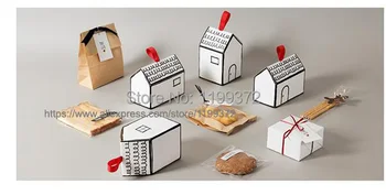 200pcs Nedidelis Namas Popieriaus Pakavimo dėžutė nuga slapukus saldainių dėžutė vestuvių dovanų Dėžutes, dovanų dėžutėje Nemokamai DHL, 