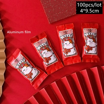 200pcs/daug Saldainių, Cukraus Pakavimo Maišelis Tirštėti Aliuminio Goodie Bag Kino Šventinę Atmosferą Kinijos Elementas Katė Festivalio dovana Wrap