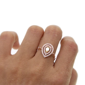 2018 birthstone sidabro spalvos aukso ašarų lašas subtilus grandinės žiedai reguliuoti mados vestuvių dovana AAA cz kubinis cirkonis piršto žiedą