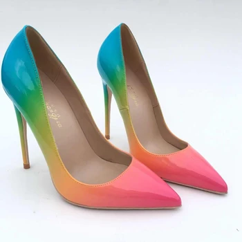 2018 naujas mados aukštos obcasie lady siurbliai seklių pažymėjo tne moteris batai šalies batų slip-on rainbow moterų siurbliai, vestuvių bateliai