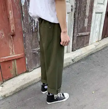 2019 Japonų stiliaus vyriškos Mados prekės ženklo Atsitiktinis Palaidų Pločio Kojų krovinių Kelnės vyrams Balta/juoda/žalia Aukštos kokybės Kelnės M - 2XL