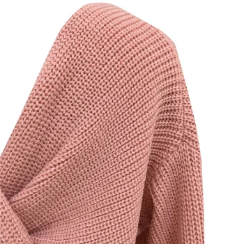 2019 Naujas Džemperis Moterims Rudens Žiemos Seksualus Backless Kryžiaus Megztinis Megztinis Megztas Laisvi Drabužiai Moterų Mados Džemperis