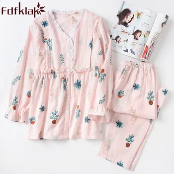 2019 Naujas Ilgomis Rankovėmis Motinystės Pižama Nėščioms Moterims, Pavasarį, Rudenį Nėštumo Sleepwear Medvilnės Spausdinti Slaugos Pyjama Fdfklak