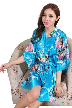 2019 Naujas Šilko Vestuvių Chalatai Aukštos Kokybės moteriškas chalatas Padažu povas Chalatai Moterims Sleepwear Kimono Kimono Gėlių Skraiste