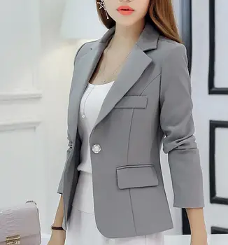 2019 nauja, moterų švarkas rudenį slim tinka vientisos spalvos trumpas paltai ilgomis rankovėmis slim mažas kostiumas moterų office paltas kokybės viršų