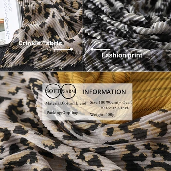 2020 Naujas Leopard Moterų Skara Medvilnės Vingiuoti Hijab Šalikai Ponios Žiemos Raukšlių Pashmina Galvos Skaros Apsiaustas Bufanda šalikai, šaliai, kaklaskarės