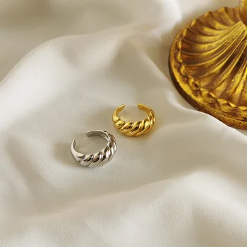 2020 Naujas Mados Papuošalai Mergaitėms Tekstūra Croissant 18K Aukso Žiedus Moterims Atidaryti Karka Sidabro Žiedus ant Piršto Vyrams
