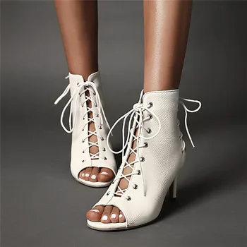 2020 Naujas Moterų 7cm Aukštakulnius Sandalus Nėrinių Peep Toe Batai Moterų Mados Vasaros Batai Kietos Ponios Batai Juoda Plius Dydis