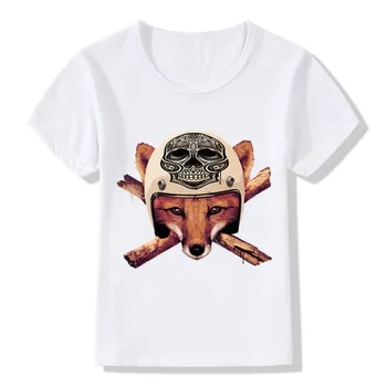 2020 m. Vaikų Fox Dviratininkas Spausdinti Juokingi marškinėliai Berniukams ir Mergaitėms Vasaros Retro Kaukolės Galvą, Atsitiktinis marškinėliai Vaikams Viršūnes vaikiški Drabužiai