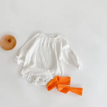 2020 m. mergytę drabužių nustatyti vientisos baltos seilinukai ir skrybėlę bamblys merginos kostiumas pritaikytos kūdikių romper nėrinių gėlių saldus kūdikių drabužiai