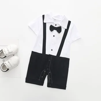 2020 metų Vasaros stiliaus berniuko drabužių rinkinį, trumpomis rankovėmis, Kaklaraištis, džentelmenas tinka kūdikiams Kūdikiams, kūdikių drabužių pilka