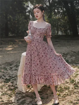 2020 naujas mados moteriški drabužiai moterims suknelė Aikštėje Apykaklės Spausdinti Vintage suknelė