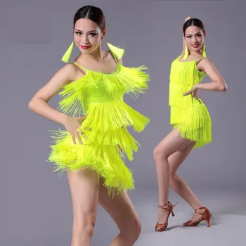 2020 naujų Mergaičių Vaikams suaugusiųjų Šiuolaikinių Šokių lotynų Šokių Suknelė kutas Pakraštyje Tango Salsa Šokių Dėvėti Juodos spalvos Vykdymo Etapą Dėvėti
