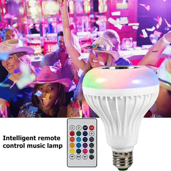 24 pagrindinių RGB Spalvinga Mobiliojo Telefono Pažangi Bluetooth Nuotolinio Valdymo Muzika Kamuolys Lemputė Garso Lemputė E27 LED Smart Šviesos RGBW