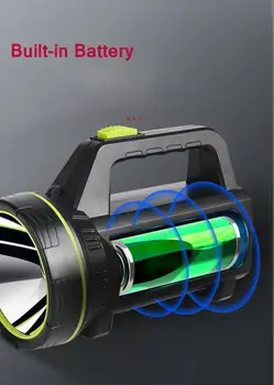 250000LM Super Galingas LED Žibintuvėlis Lanterna COB Įkraunamas Prožektorius Prožektorius 500 m Nuotolio Medžioklės Lempa Su šoniniu Šviesos