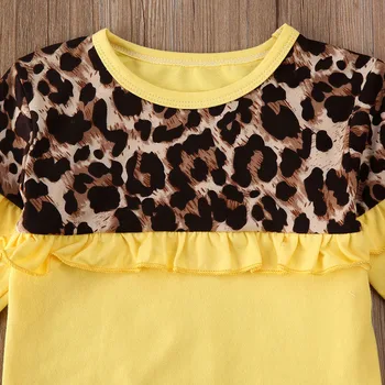 2VNT Vaikas Baby Girl Drabužiai Leopard Pynimas Viršūnės T-shirt Antblauzdžiai Kelnės 1-6T Bamblys Mergaitės Pavasarį, Rudenį Apranga Tracksuit
