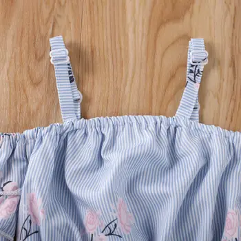 2VNT vasaros mergaitės Mados Komplektus Vaikas, Kūdikis Mergaitėms ilgomis Rankovėmis Off Peties mėlynas Pynimas Apkarpyti Viršūnes Džinsinio Kankina Trumpas drabužių rinkinys