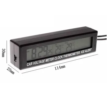 3 in1 Skaitmeninis LCD Laikrodis Ekrano automobilį auto transporto priemonės laikrodis temperatūros termometras, įtampa voltmeter