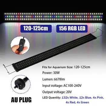 30W Super Slim 156 LED RGB Akvariumas Apšvietimas Visą Spektrą Vandens Augalų Šviesos 120-125CM Pailginamas Įrašą Lempa už Žuvų Bakas