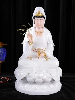 30cm Didelis Aukštos klasės Buda Dievo statula jade gilding deivė, Guan yin PUSA Avalokitešvara Budos statula saugos sveiką laimingas