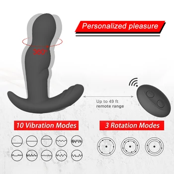 360 Laipsnių Prostatos Massager Sukasi Analinis Vibratorius Silikono Vyrų Butt Plug Išangę Vibracija Sekso Žaislas Vyrams G-Taško Stimuliacija