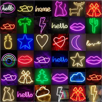 39 Stilių Led Neon Light Spalvinga Vaivorykštė Neoninis Ženklas, skirtą Kambarį Namuose Šalis Vestuvių Dekoravimo Kalėdų Dovana, Neoninės Lempos