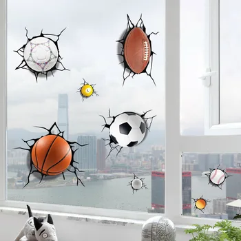 3D futbolo gaisro krepšinio gaisro kūrybos namų puošybai siena lipdukas sienų tapetai miegamajame, gyvenamasis kambarys sienų lipdukas