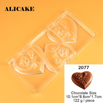 3D Šokoladas Pelėsių Kepimo Polikarbonato Rose Širdies Kepimo Formų Plastiko Šokoladiniai Saldainiai, Forma, Liejimo, Kepimo Pyragai, bandelės, Kepyklos Įrankiai